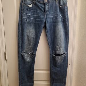 Premier Women's Blue Distressed Skinny Jeans